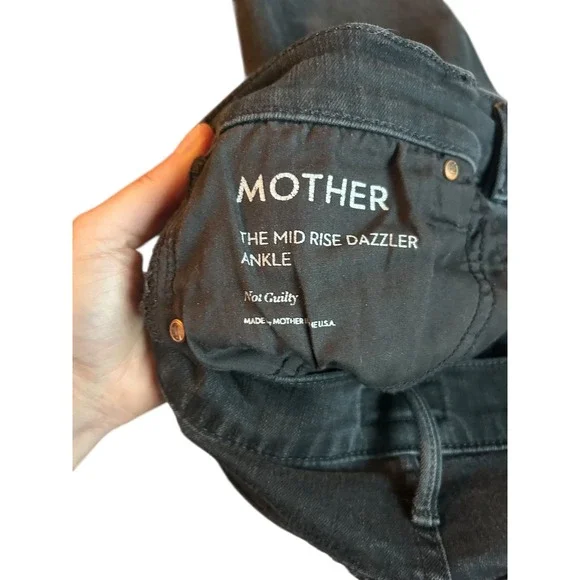 MOTHER The Mid Rise Dazzler Ankle Jeans Black Women's Size 27 Not Guilty - Picture 9 of 11